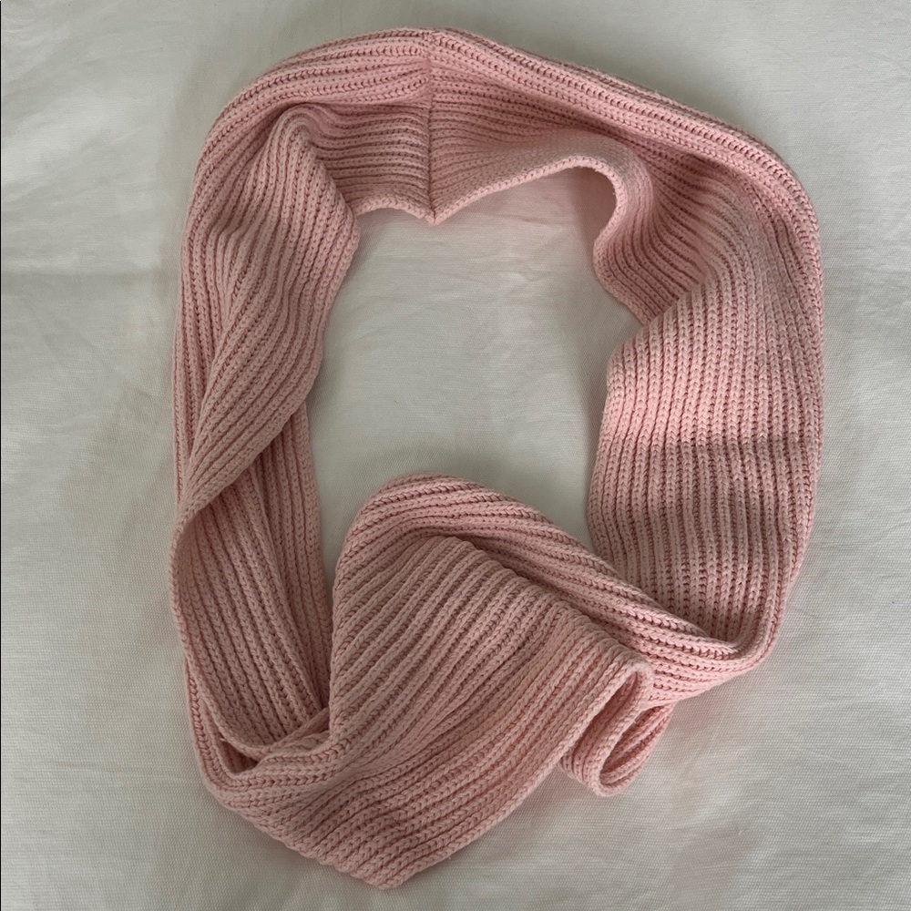 Pink Ribbed Knit Infinity Scarf